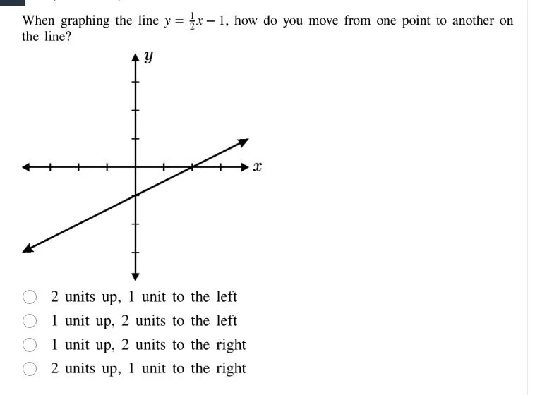 when graphing the line $y = \\frac{1}{2}x - 1$, how do you move from on…