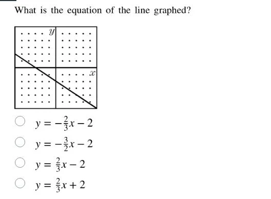 what is the equation of the line graphed? y x \\( y = -\frac{2}{3}x - 2…