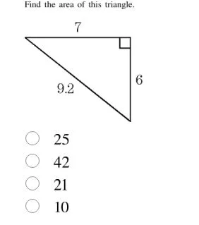 find the area of this triangle. 7 9.2 6 25 42 21 10