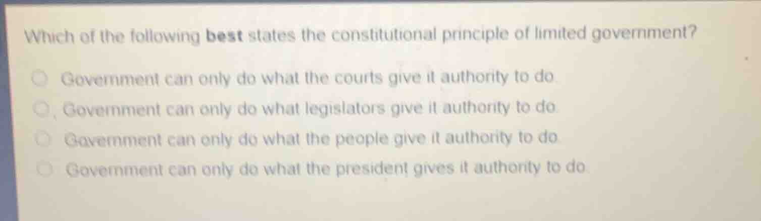 which of the following best states the constitutional principle of limi…