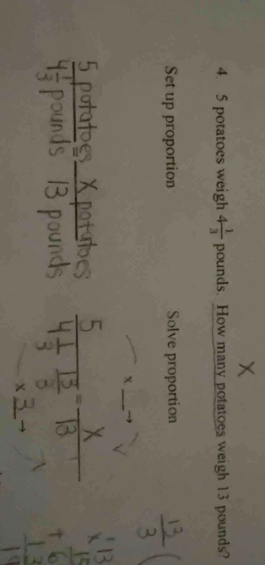 4. 5 potatoes weigh $4\\frac{1}{3}$ pounds. how many potatoes weigh 13 …