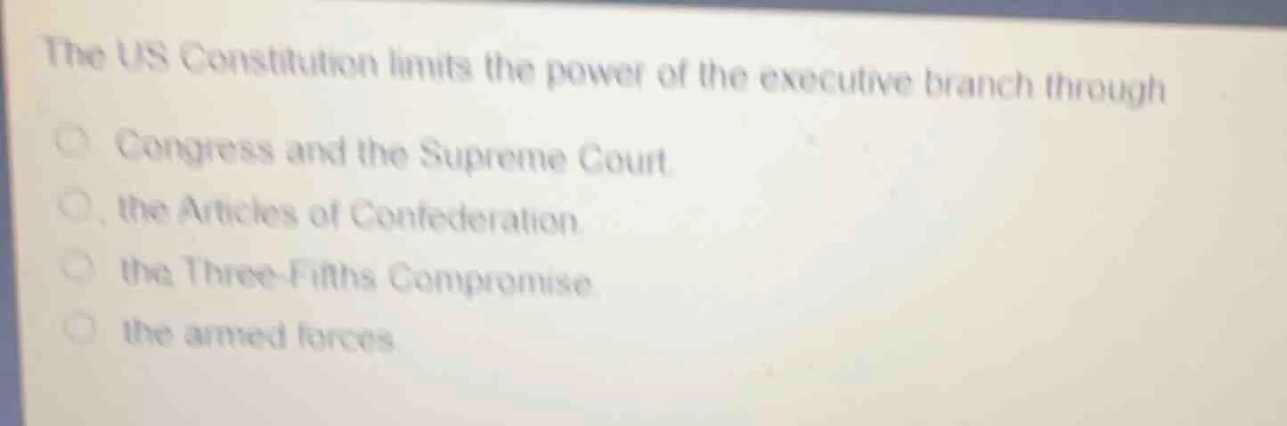 the us constitution limits the power of the executive branch through co…