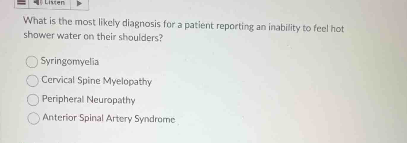 what is the most likely diagnosis for a patient reporting an inability …