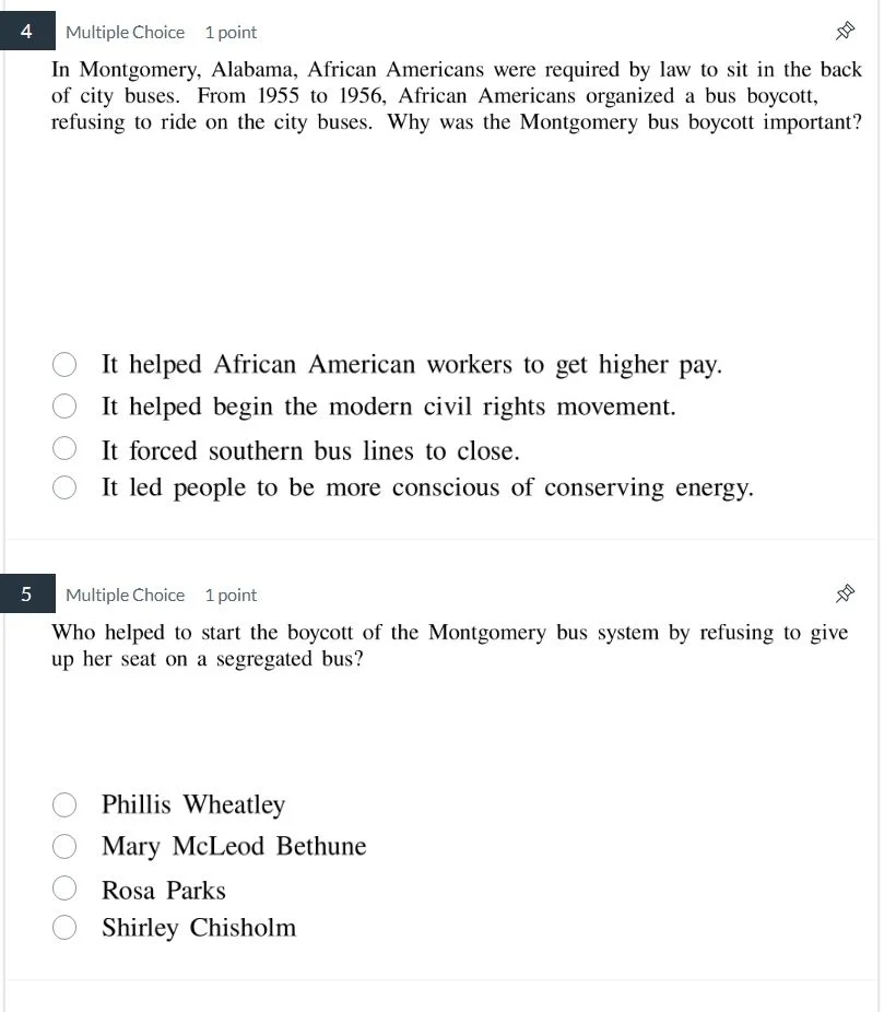 4 multiple choice 1 point in montgomery, alabama, african americans wer…