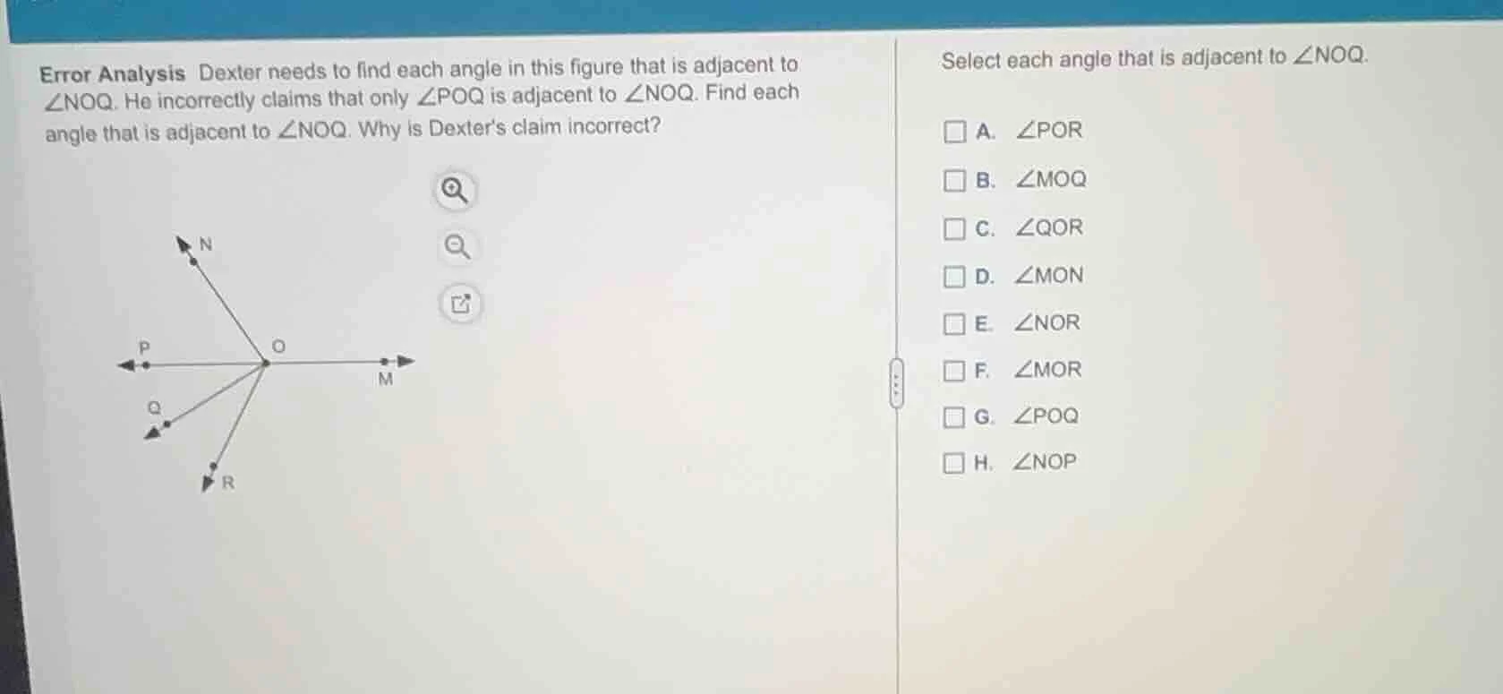 error analysis dexter needs to find each angle in this figure that is a…