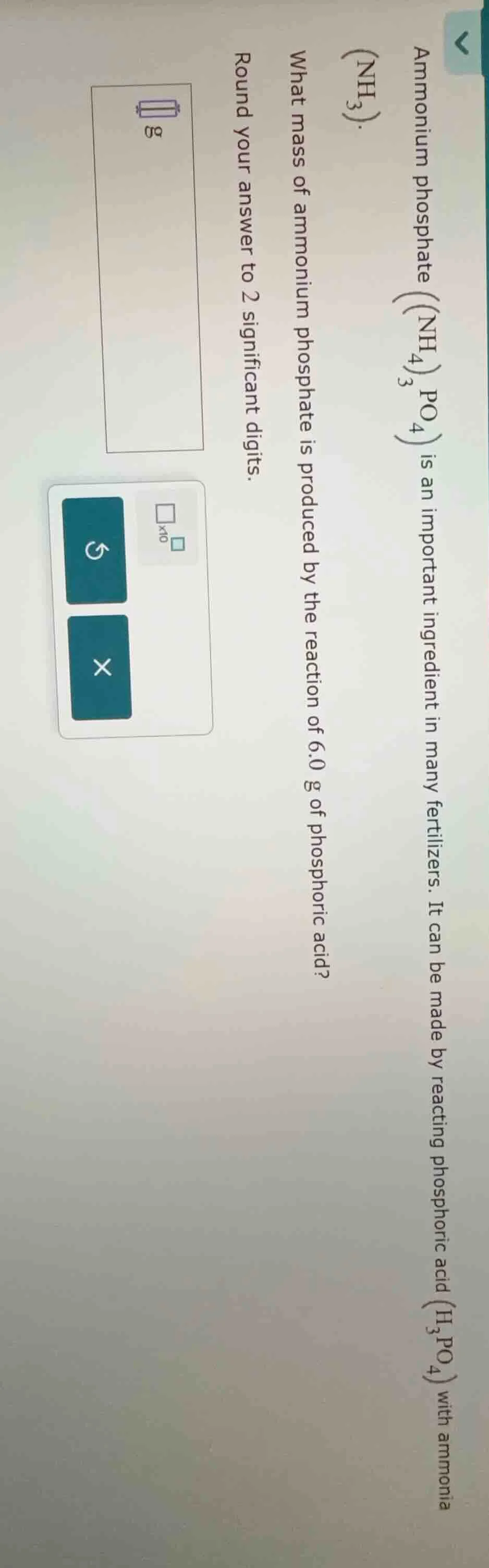 ammonium phosphate $\\ce{(nh_{4})_{3}po_{4}}$ is an important ingredien…