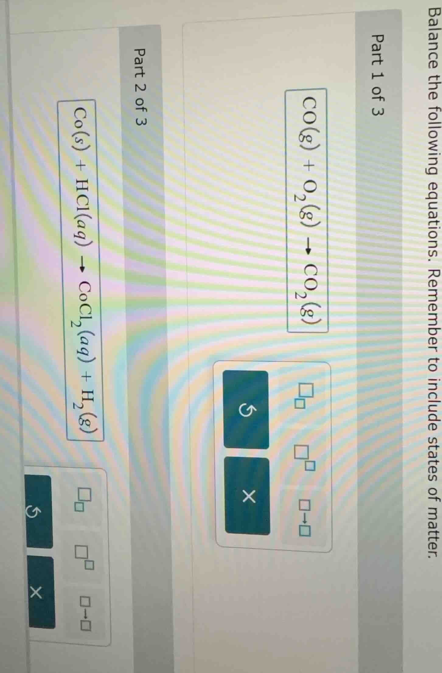 balance the following equations. remember to include states of matter. …