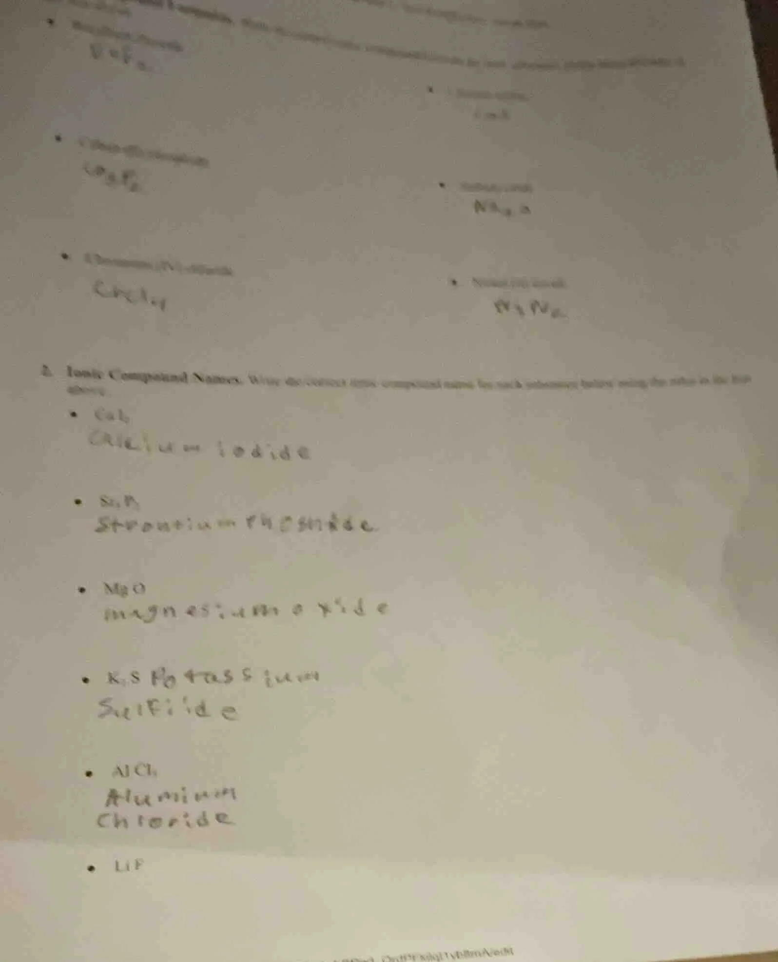 2. ionic compound names. write the correct ionic compound name for each…