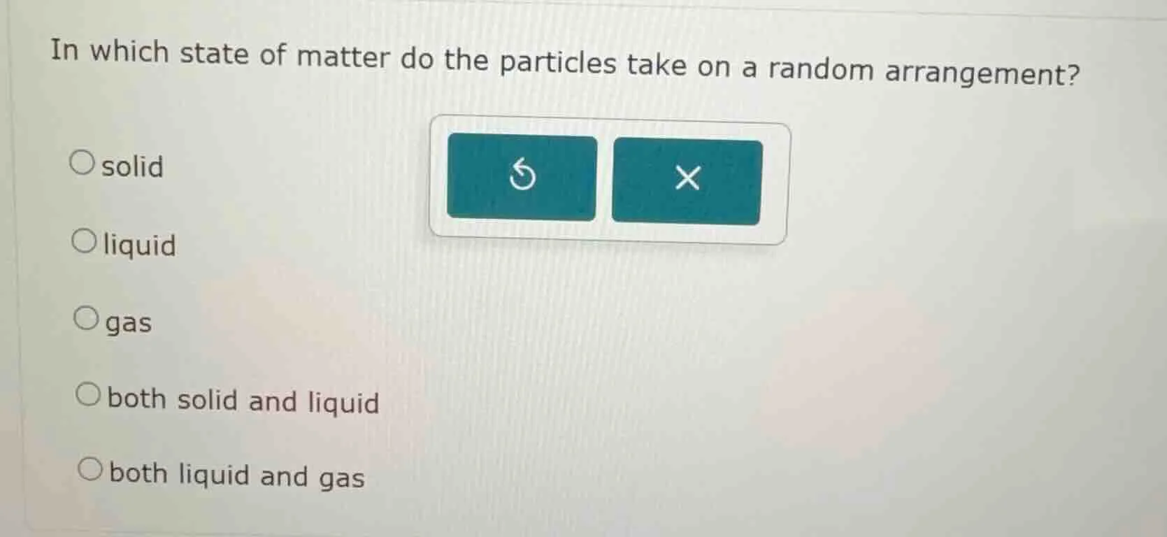 in which state of matter do the particles take on a random arrangement?…