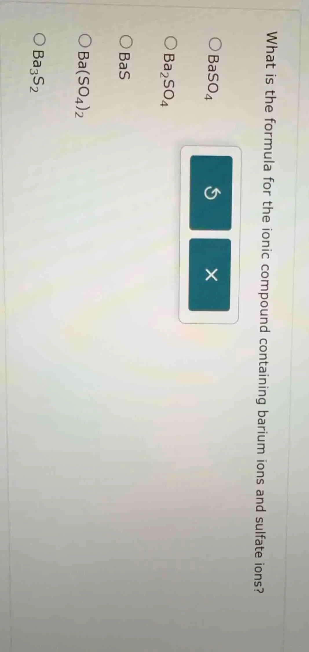 what is the formula for the ionic compound containing barium ions and s…