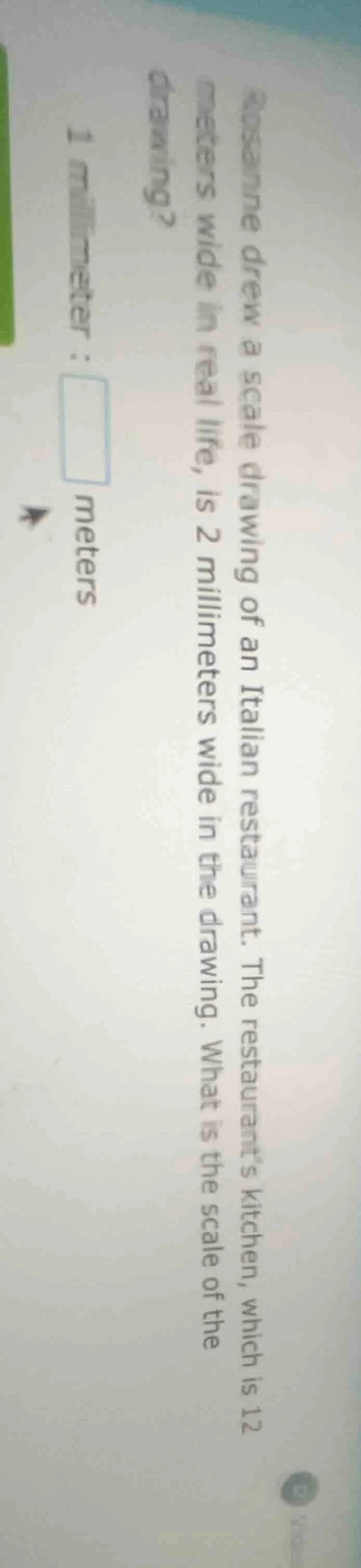 susanne drew a scale drawing of an italian restaurant. the restaurant’s…