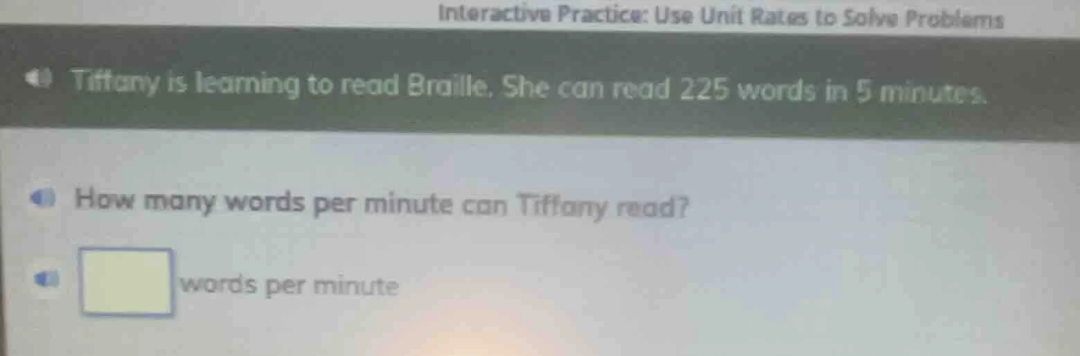 interactive practice: use unit rates to solve problems tiffany is learn…