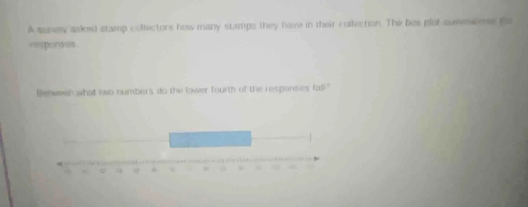a survey asked stamp collectors how many stamps they have in their coll…