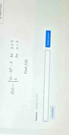 f(x) = \\begin{cases} (x - 9)^2 - 3 & \\text{for } x \ eq 3 \\\\ 4 & \\…