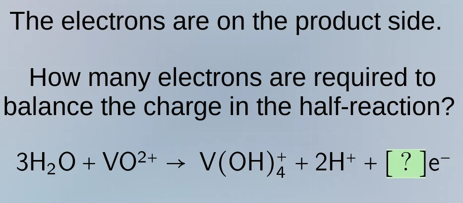the electrons are on the product side. how many electrons are required …