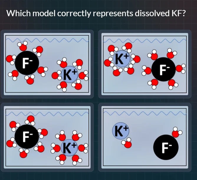 which model correctly represents dissolved kf?
