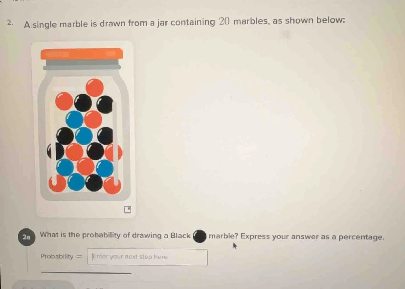 2. a single marble is drawn from a jar containing 20 marbles, as shown …