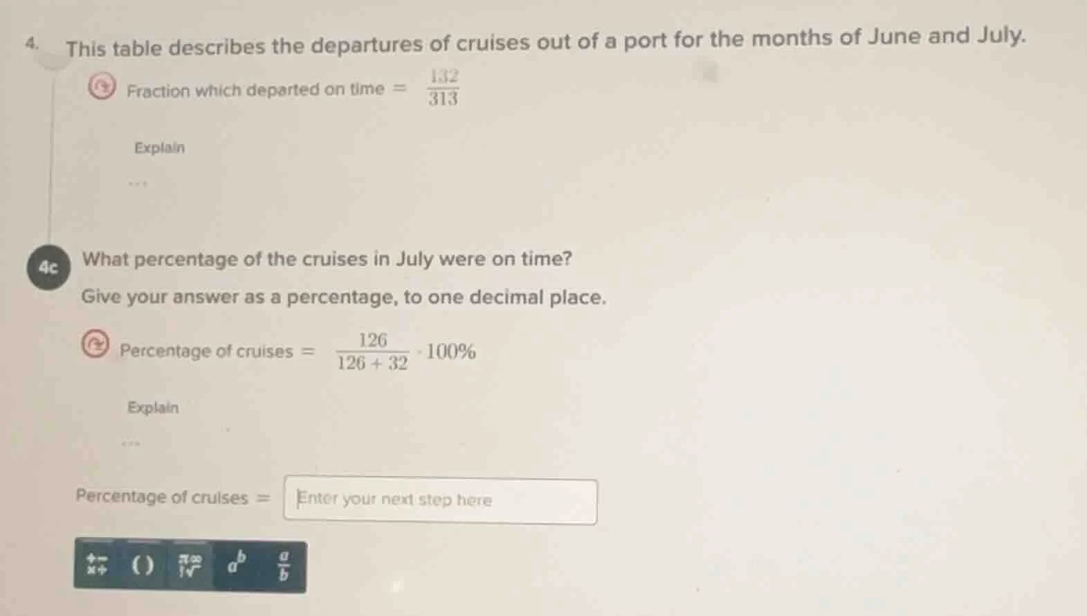 4. this table describes the departures of cruises out of a port for the…