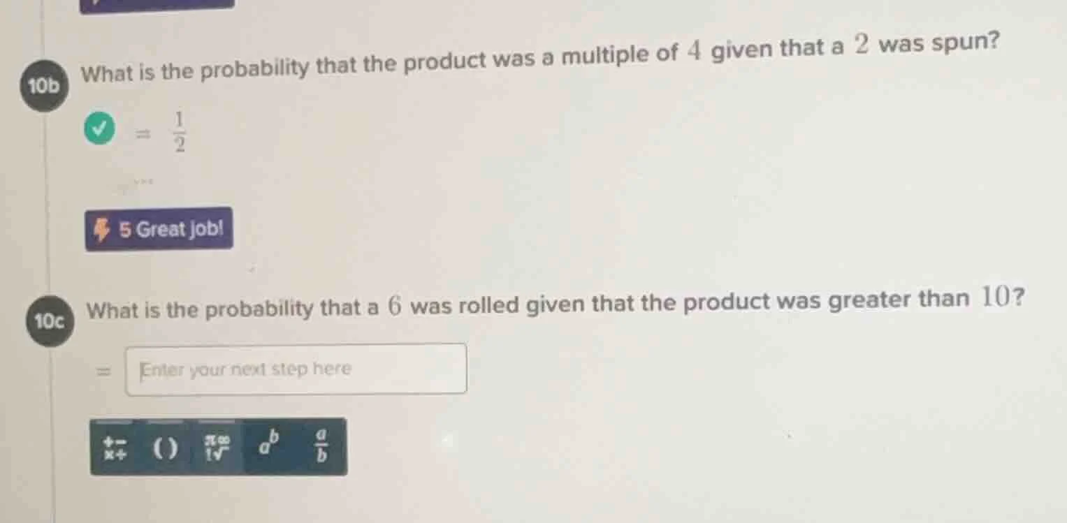 10b what is the probability that the product was a multiple of 4 given …