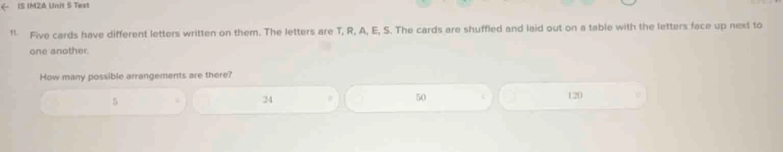11. five cards have different letters written on them. the letters are …