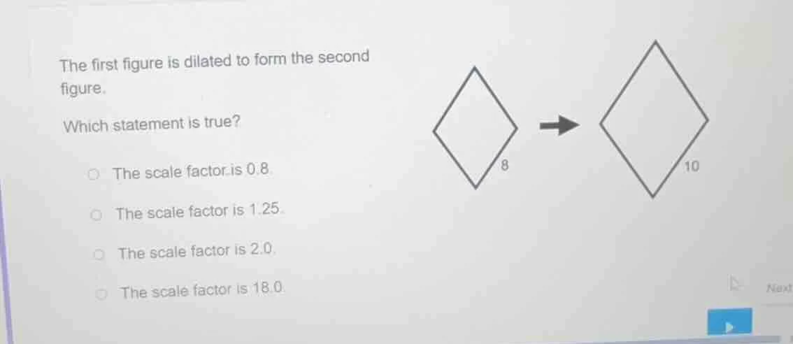 the first figure is dilated to form the second figure. which statement …