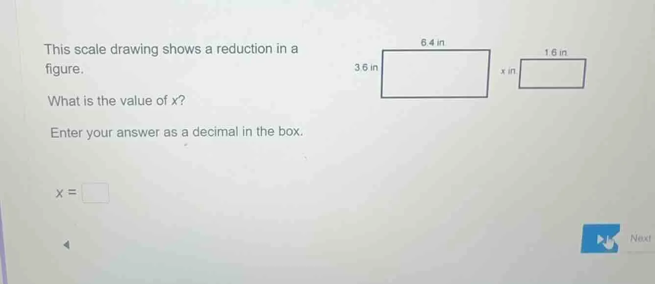 this scale drawing shows a reduction in a figure. what is the value of …