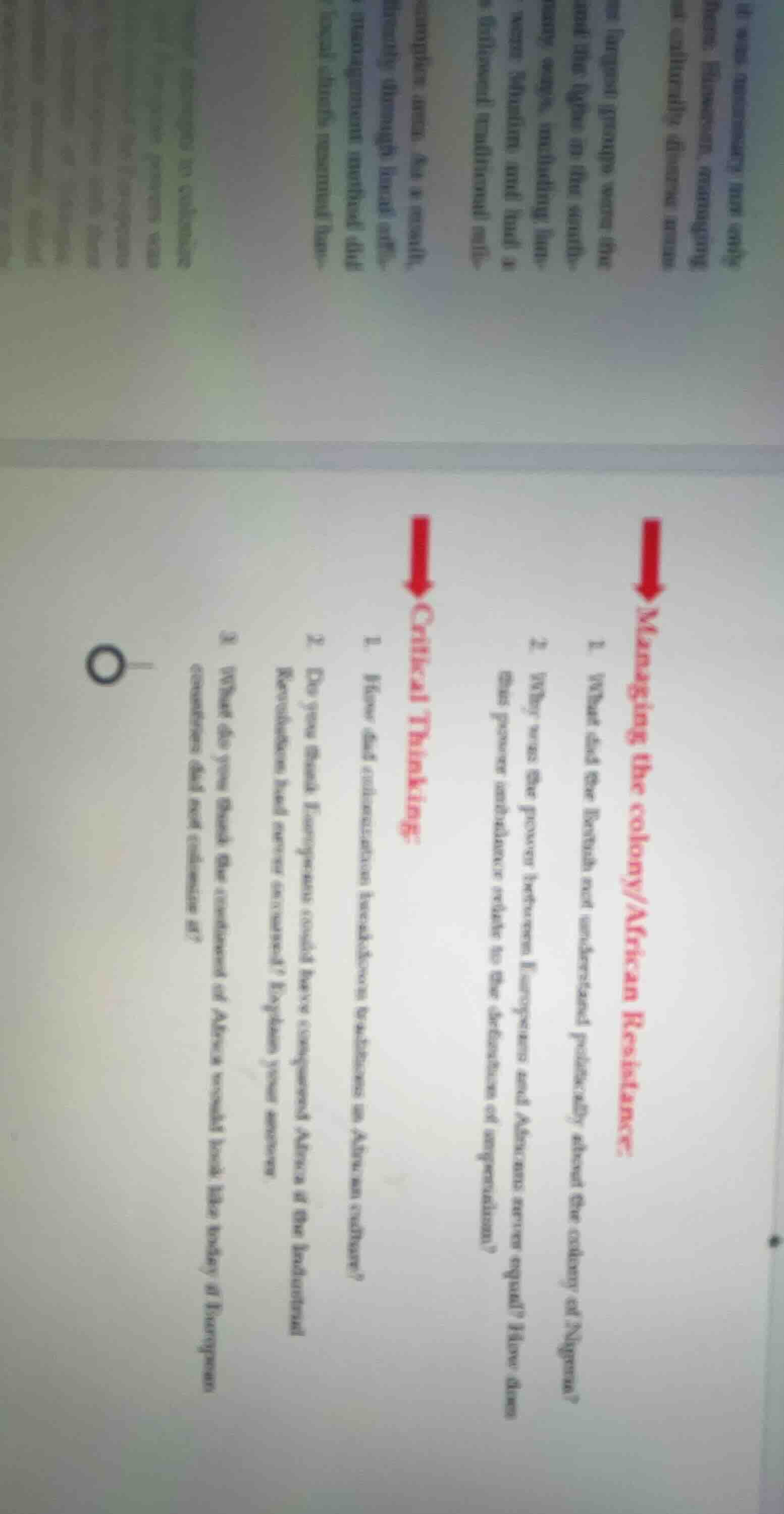 managing the colony/african resistance 1. what did the british not unde…