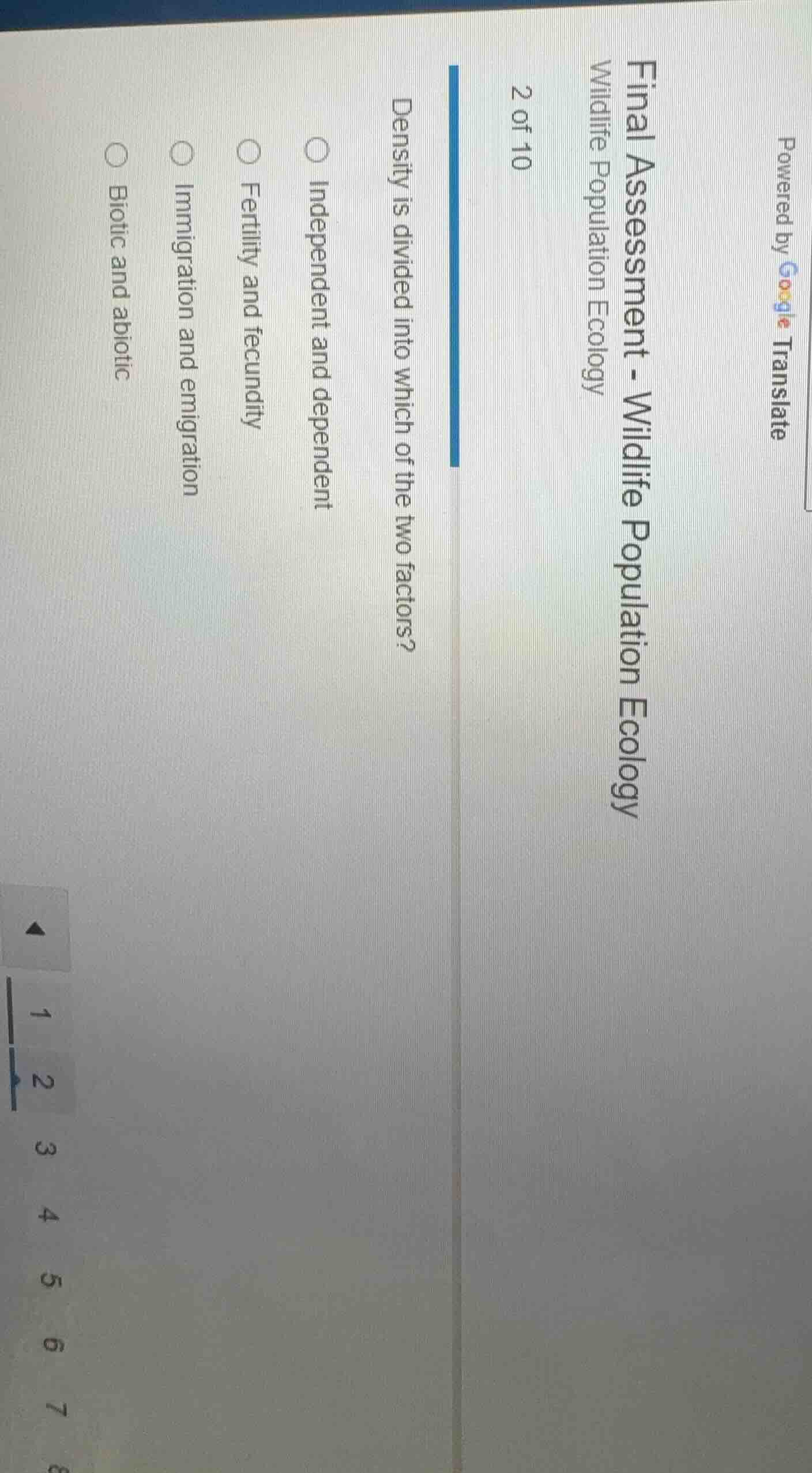 final assessment - wildlife population ecology wildlife population ecol…