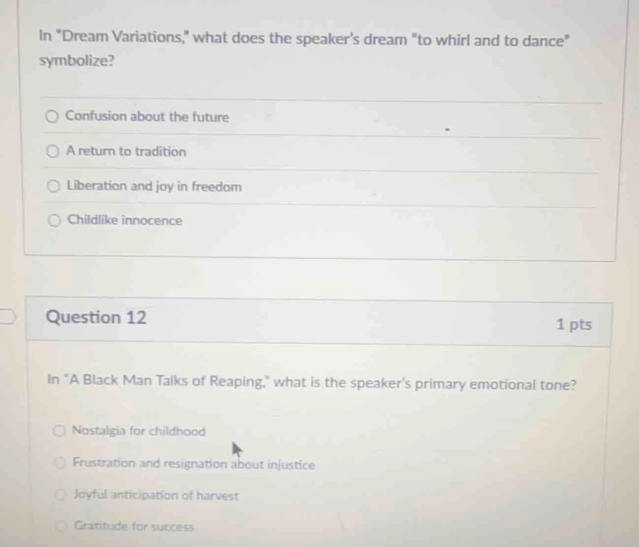 in \dream variations,\ what does the speaker’s dream \to whirl and to d…