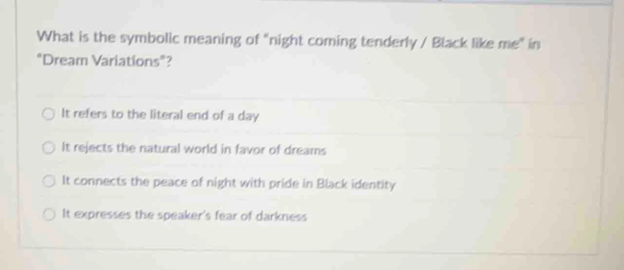 what is the symbolic meaning of ight coming tenderly / black like me\ i…