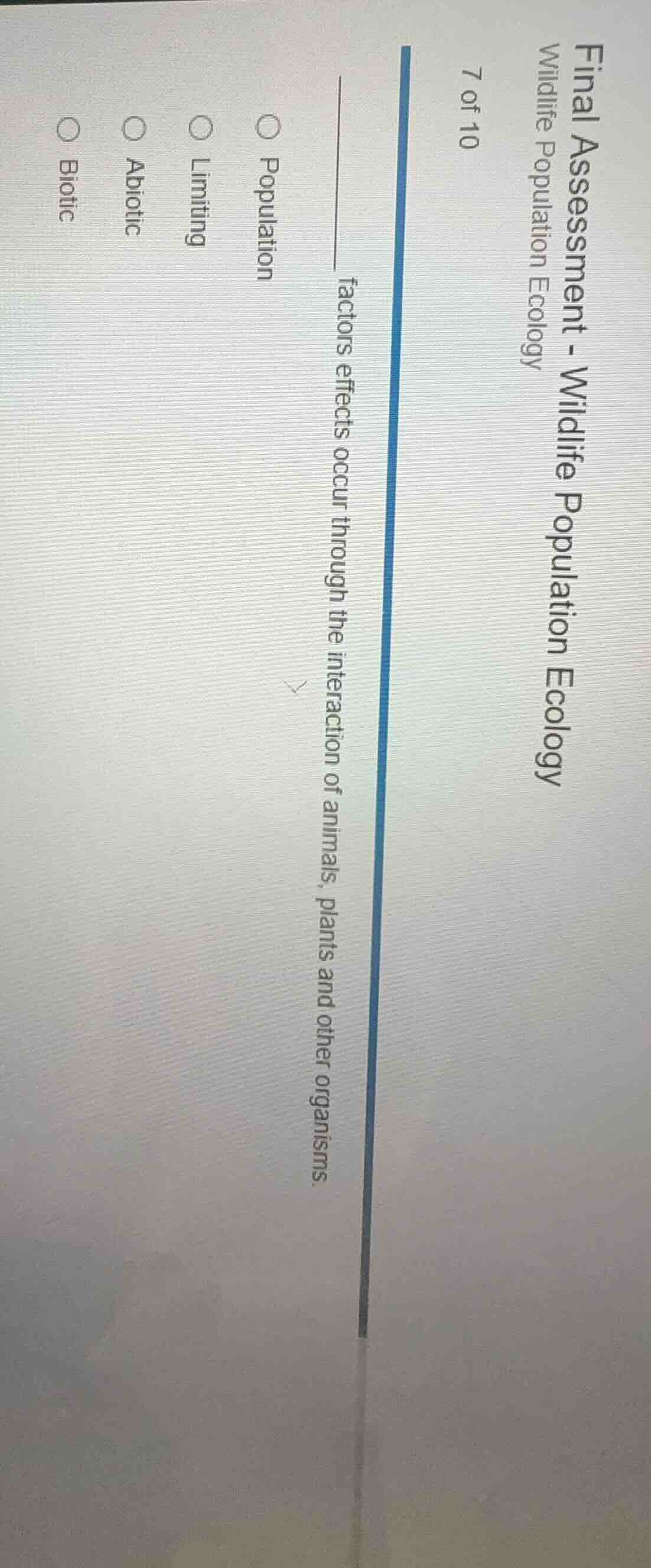 final assessment - wildlife population ecology wildlife population ecol…