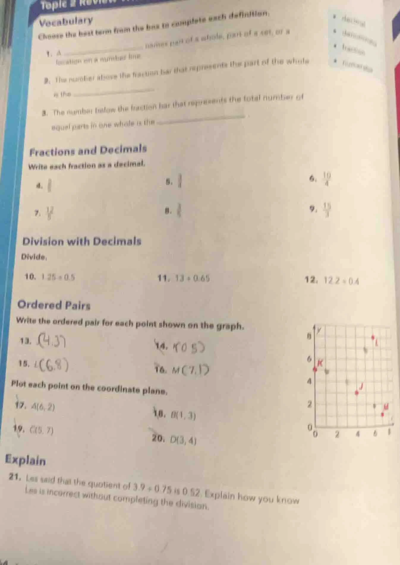 topic review vocabulary choose the best term from the box to complete e…
