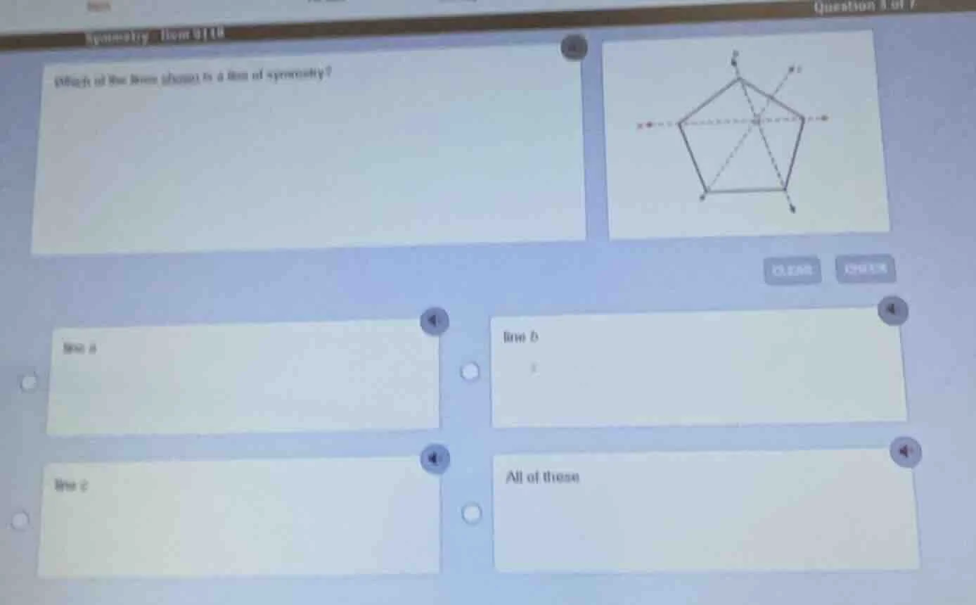 which of the lines shown is a line of symmetry? line a line b line c al…