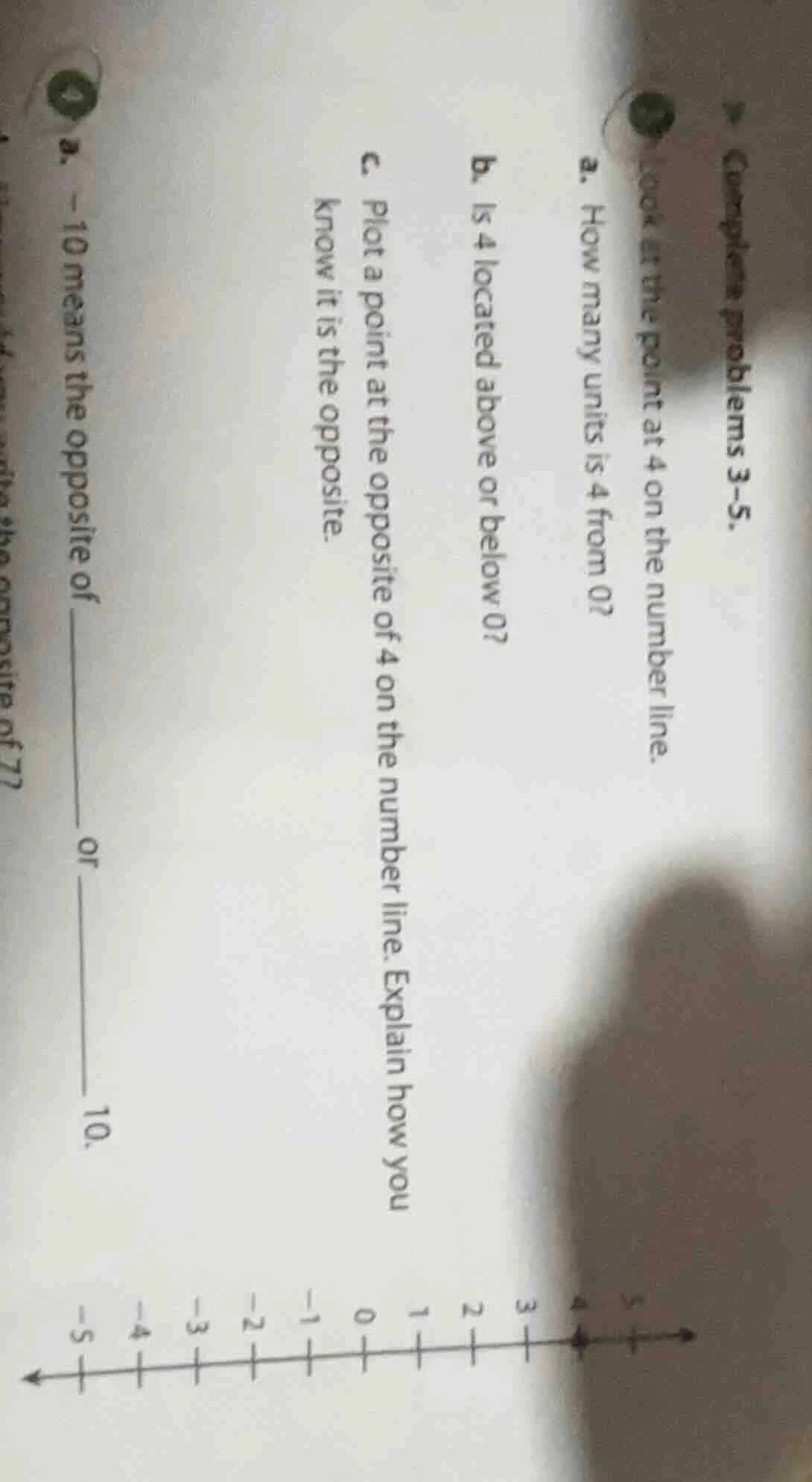 complete problems 3–5. look at the point at 4 on the number line. a. ho…