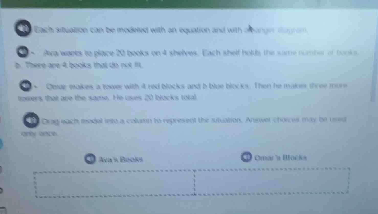 each situation can be modeled with an equation and with a tape diagram.…