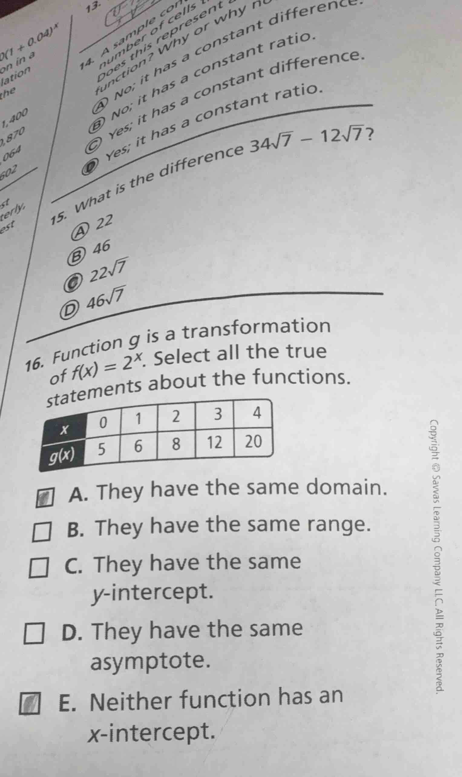 14. a sample of cells number of cells does this represent a function? w…