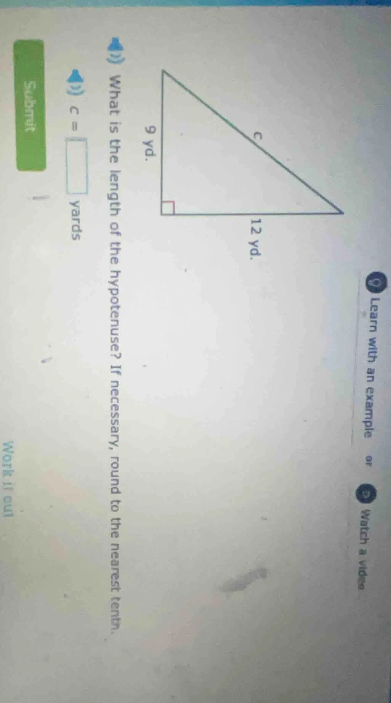 what is the length of the hypotenuse? if necessary, round to the neares…