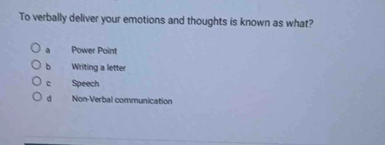 to verbally deliver your emotions and thoughts is known as what? a powe…