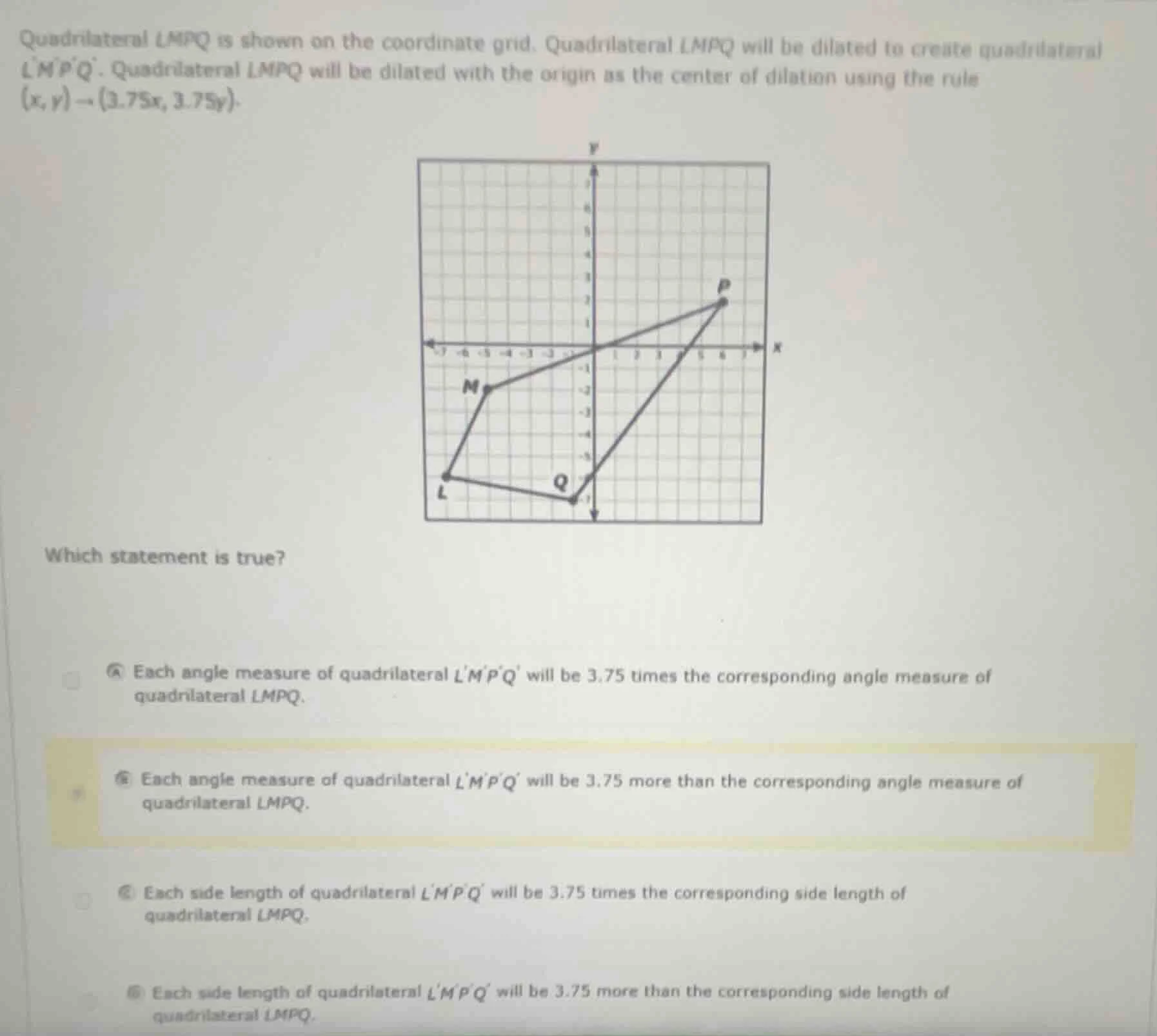 quadrilateral lmpq is shown on the coordinate grid. quadrilateral lmpq …
