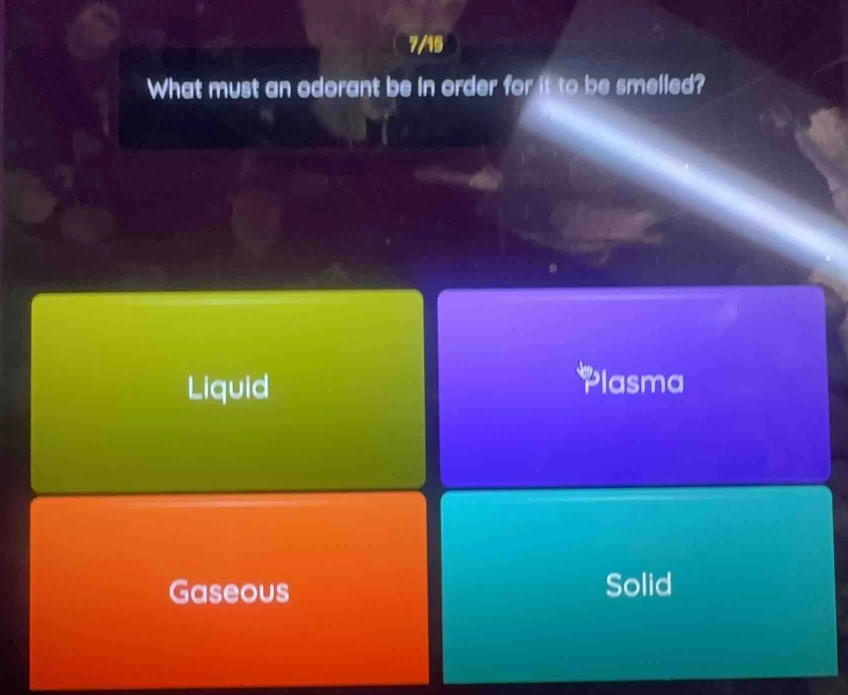what must an odorant be in order for it to be smelled? liquid plasma ga…