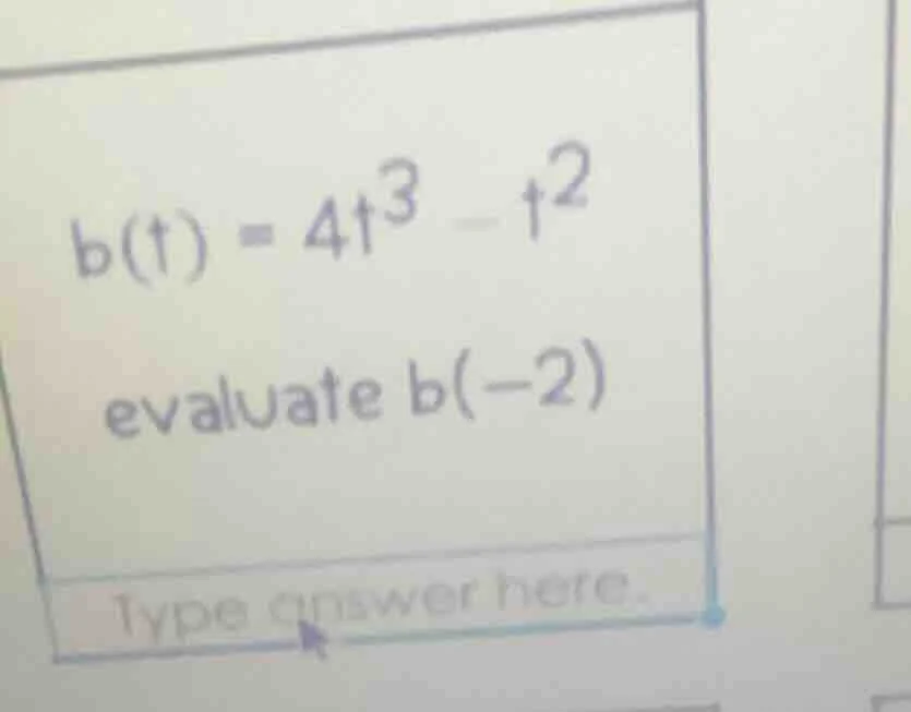 b(t) = 4t³ - t² evaluate b(-2) type answer here.
