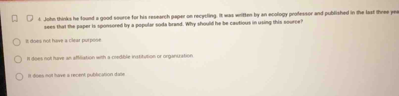 4. john thinks he found a good source for his research paper on recycli…
