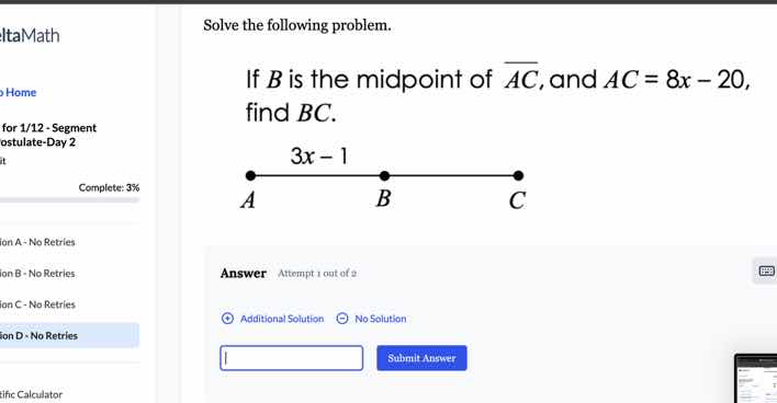 solve the following problem. if b is the midpoint of \\(\\overline{ac}\…