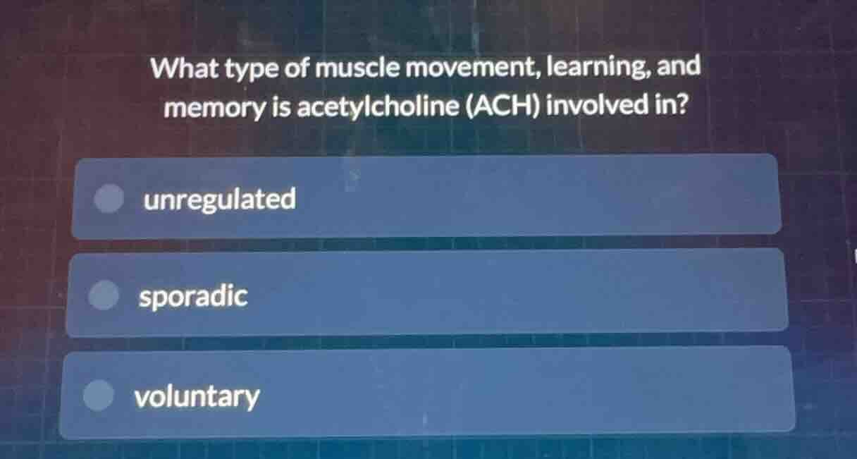 what type of muscle movement, learning, and memory is acetylcholine (ac…