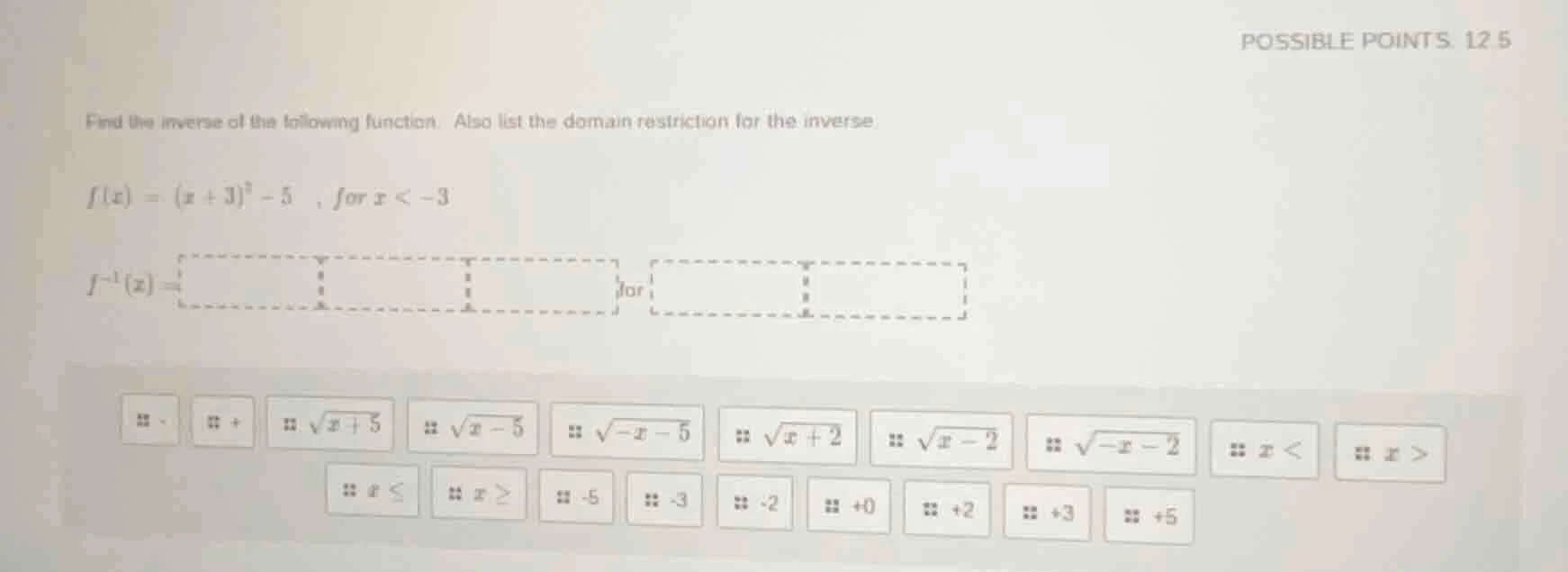 find the inverse of the following function. also list the domain restri…