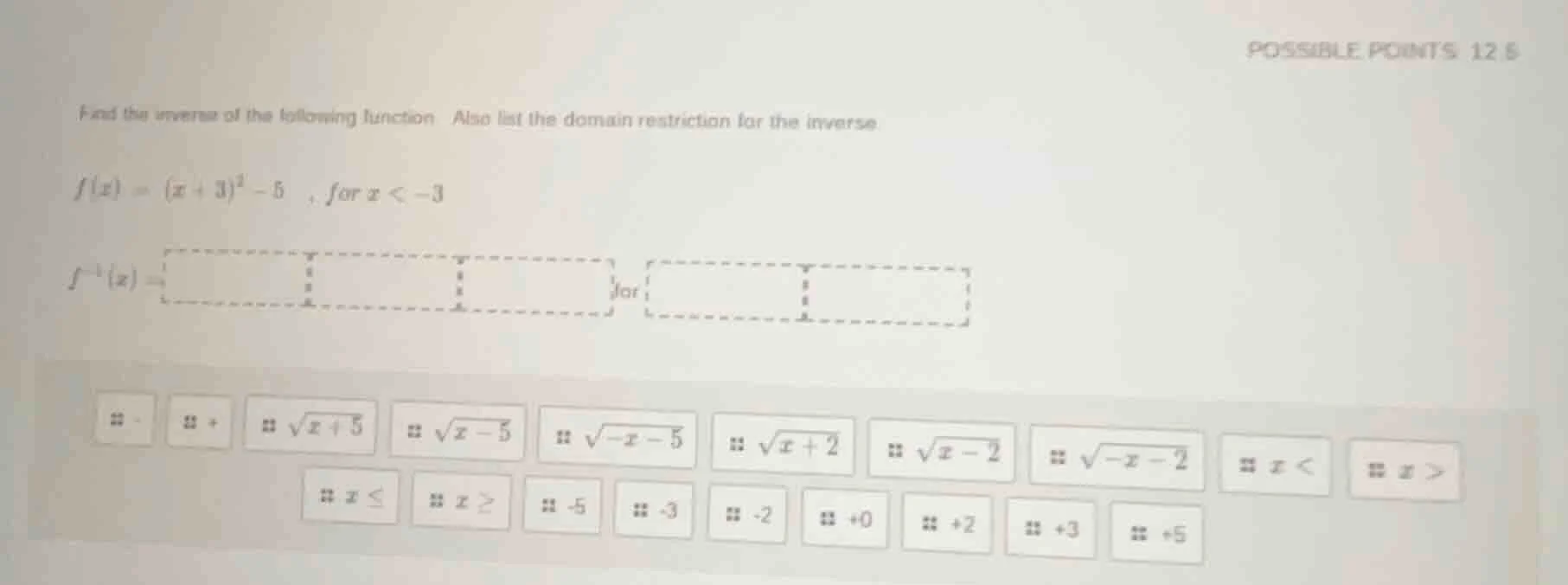 find the inverse of the following function. also list the domain restri…