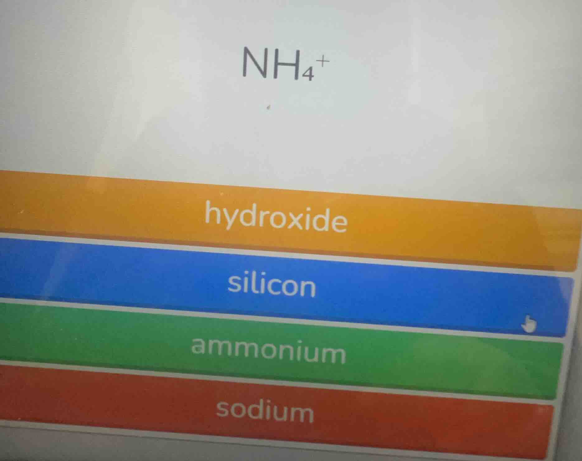 nh₄⁺ hydroxide silicon ammonium sodium