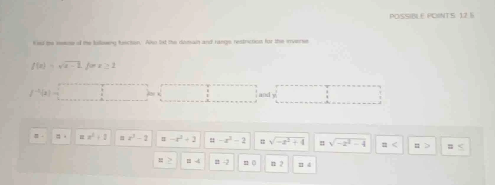 find the inverse of the following function. also list the domain and ra…