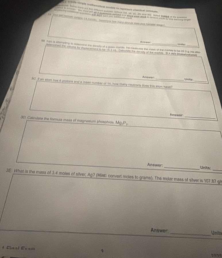 3a. text partially obscured, likely a math/science problem answer: unit…