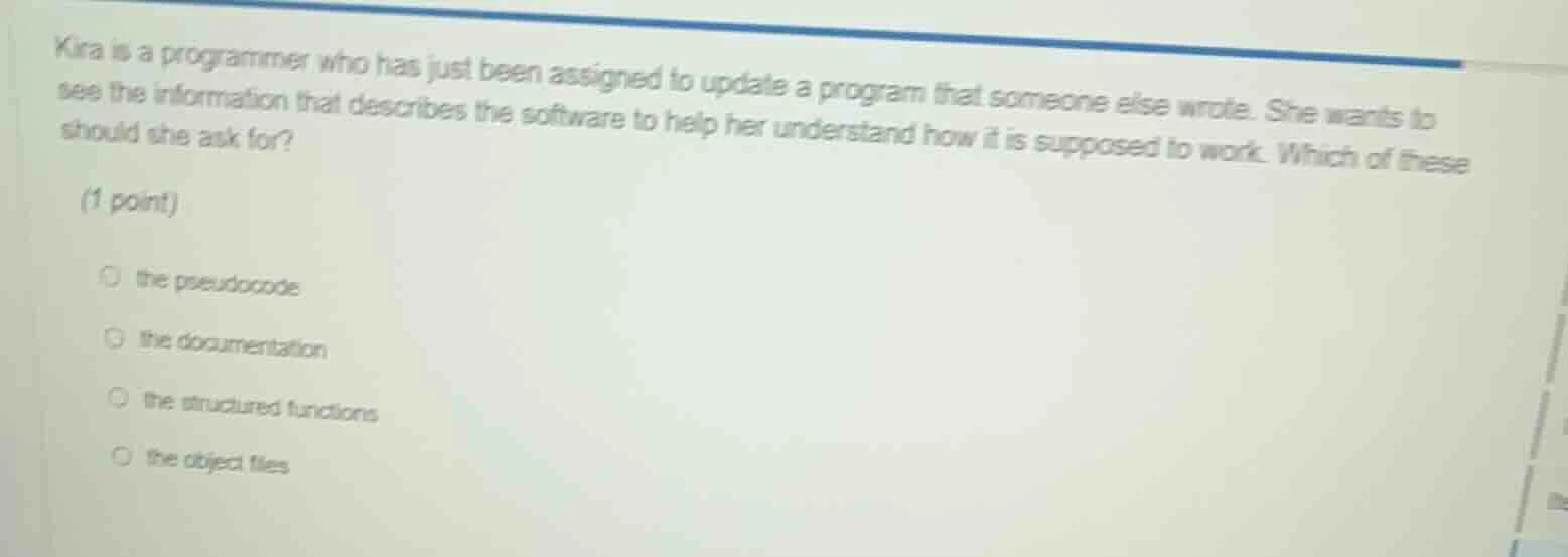 kira is a programmer who has just been assigned to update a program tha…